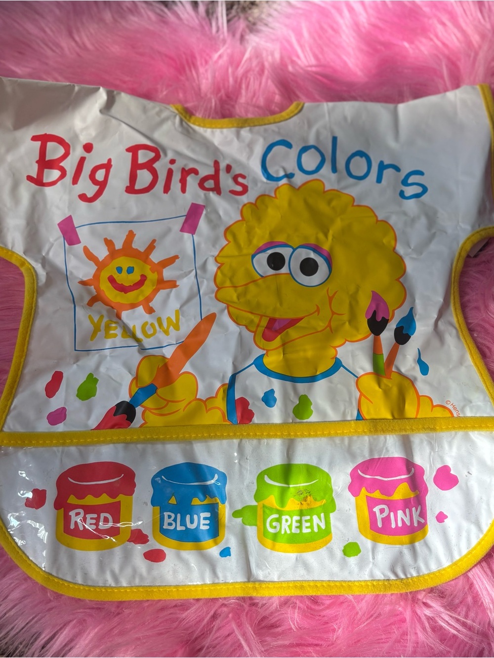 Vintage Sesame Street Big Bird’s Colors Toddler Vinyl Art Smock Bib